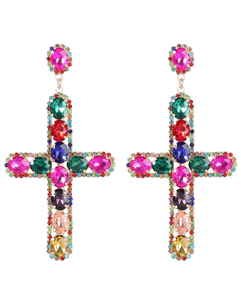 Crystal Cross Earrings – Snazzyin