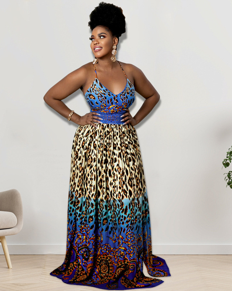 Baroque leopard maxi dress