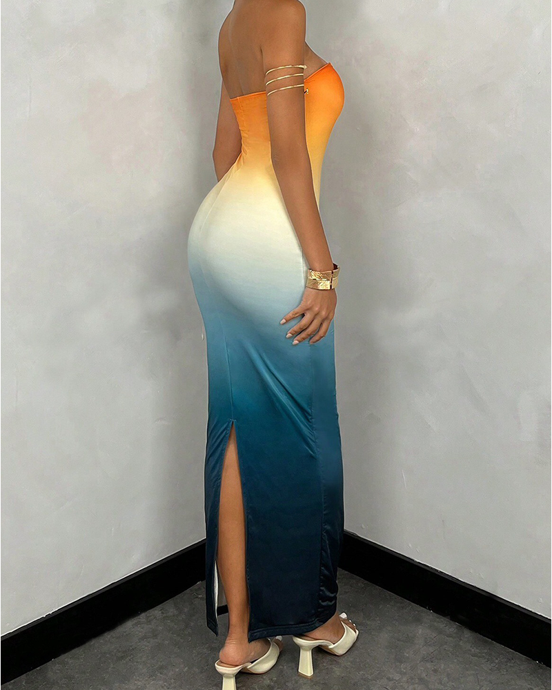 Print Edge Ombre Dress