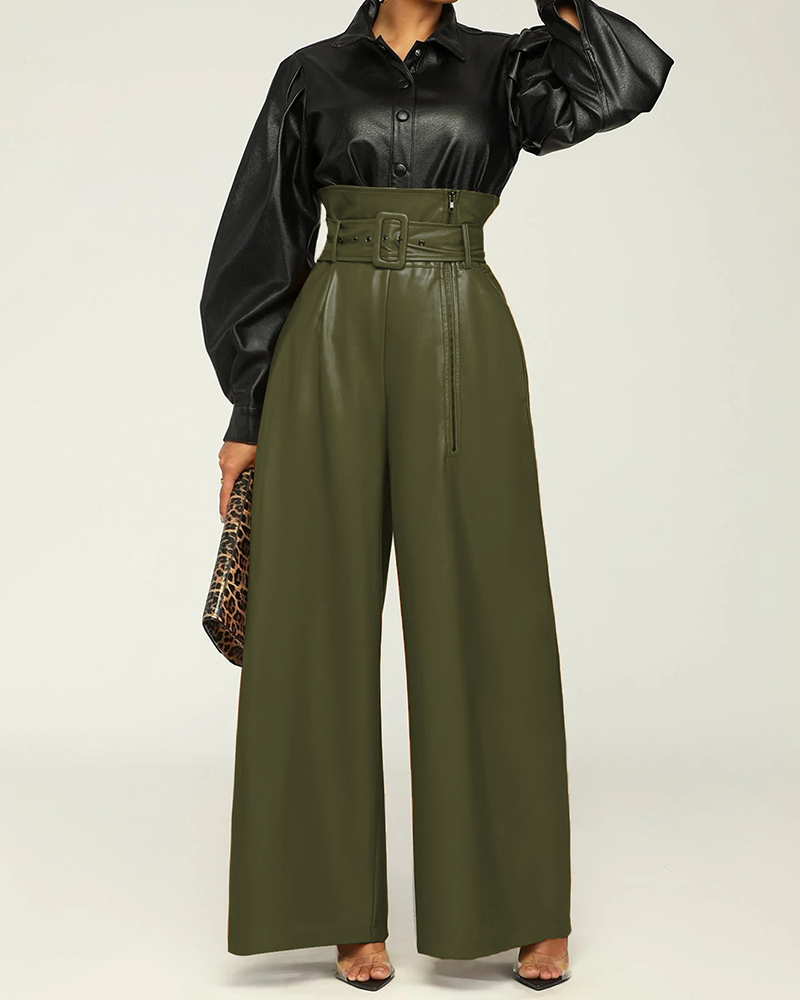 High Waist Vegan Leather Pants