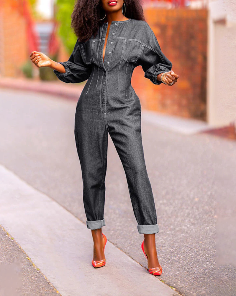 Claiming You Denim Jumpsuit