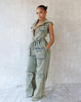 Hold up denim jumpsuit