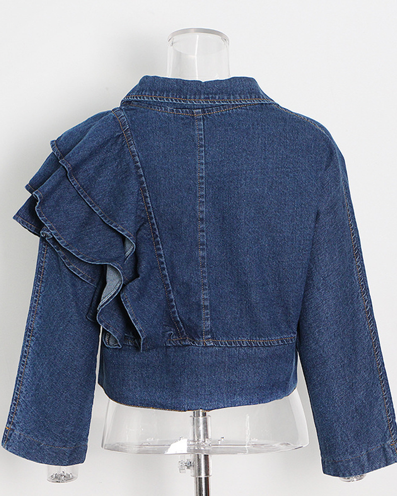 Hipster Chic Ruffle Denim Jacket