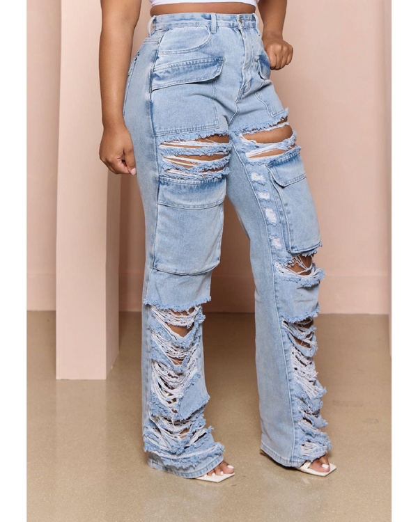 STATEMENT CARGO POCKET STRAIGHT LEG JEANS