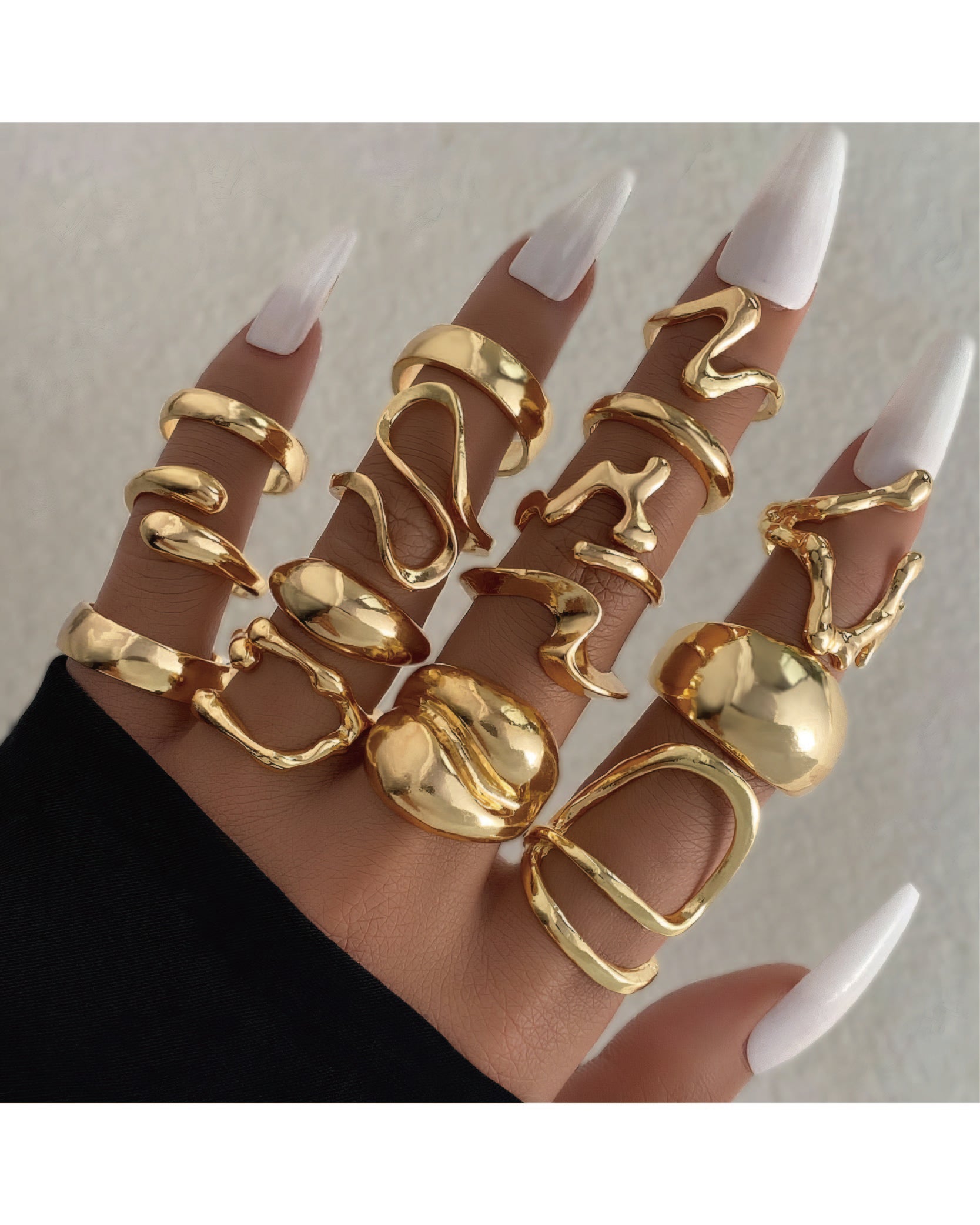 Punk Style Geometric Design Ring Set