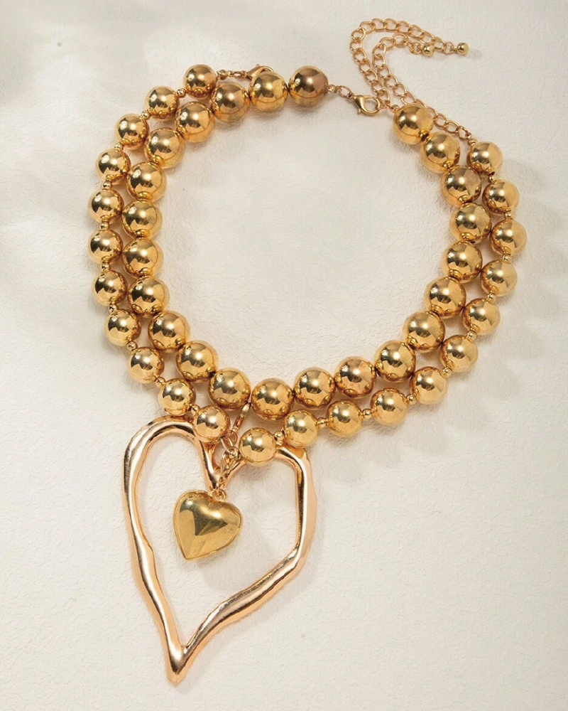 Beaded Heart Pendant Necklace