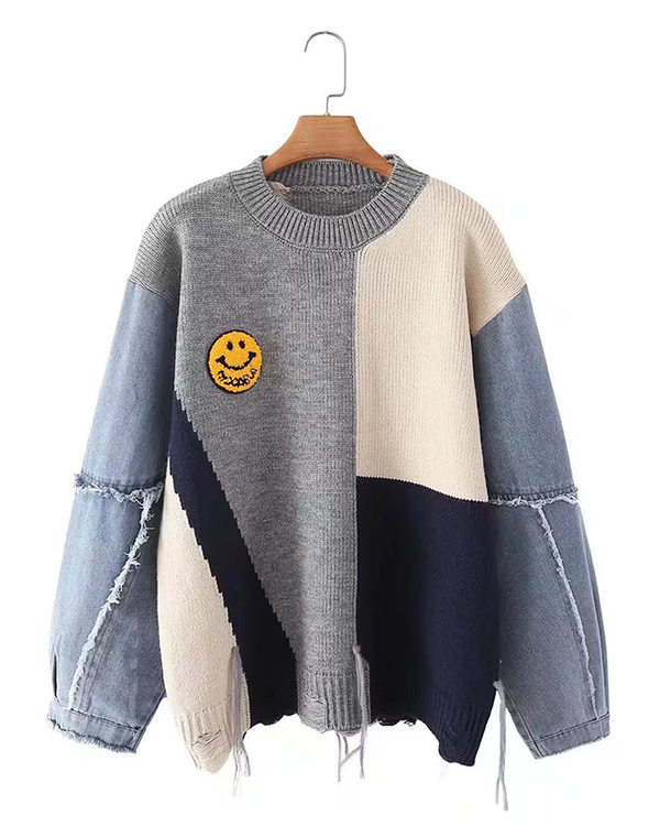 Smile Meets Denim Sweater