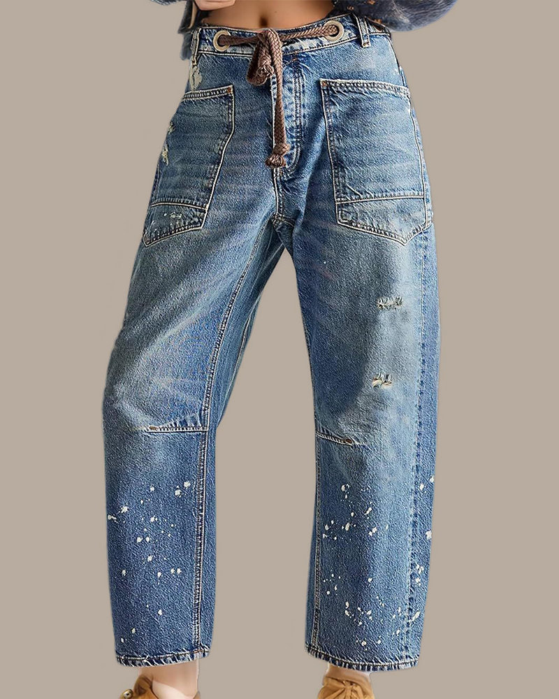 Free Moxie Pull-On Barrel Jeans