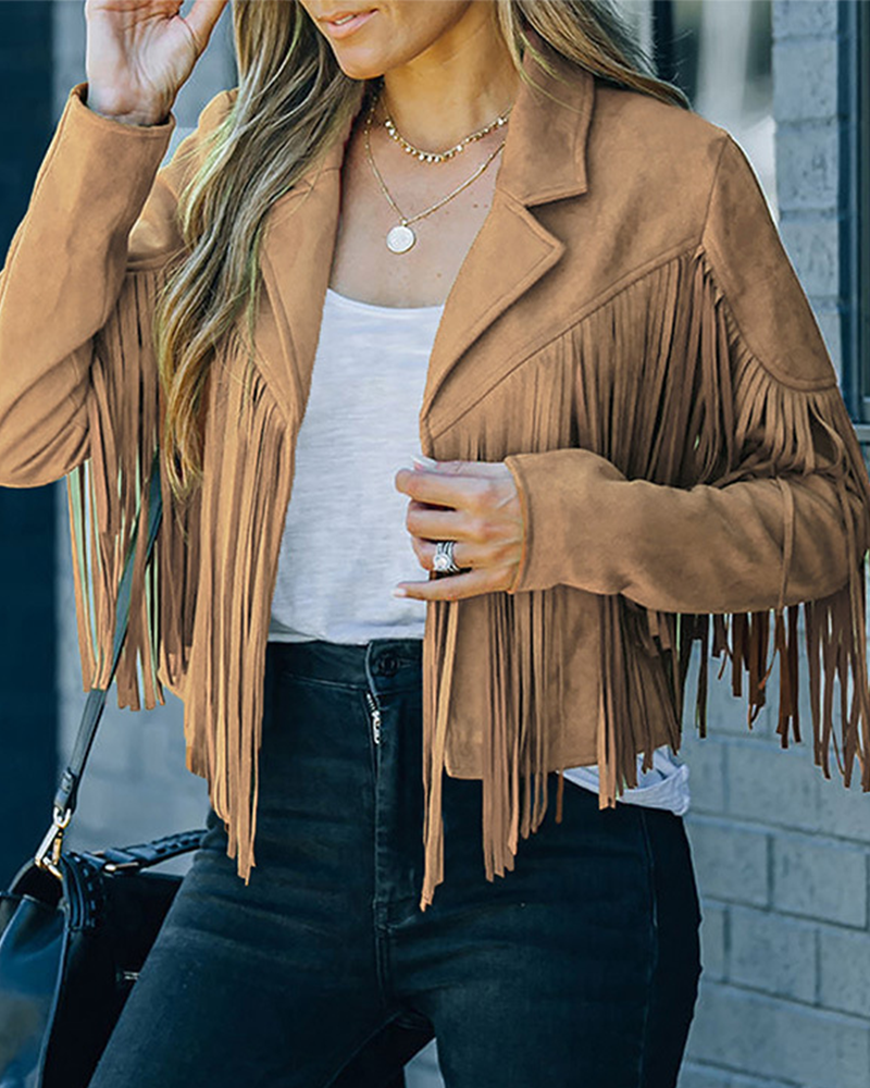 Faux Suede Fringe Jacket