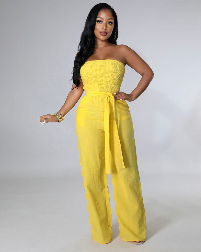 Spring Fresh Strapless Jumpsuit