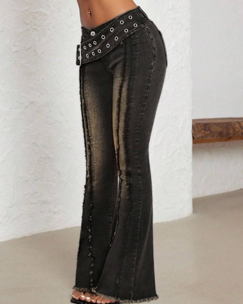 Gia Belted Flared Jeans