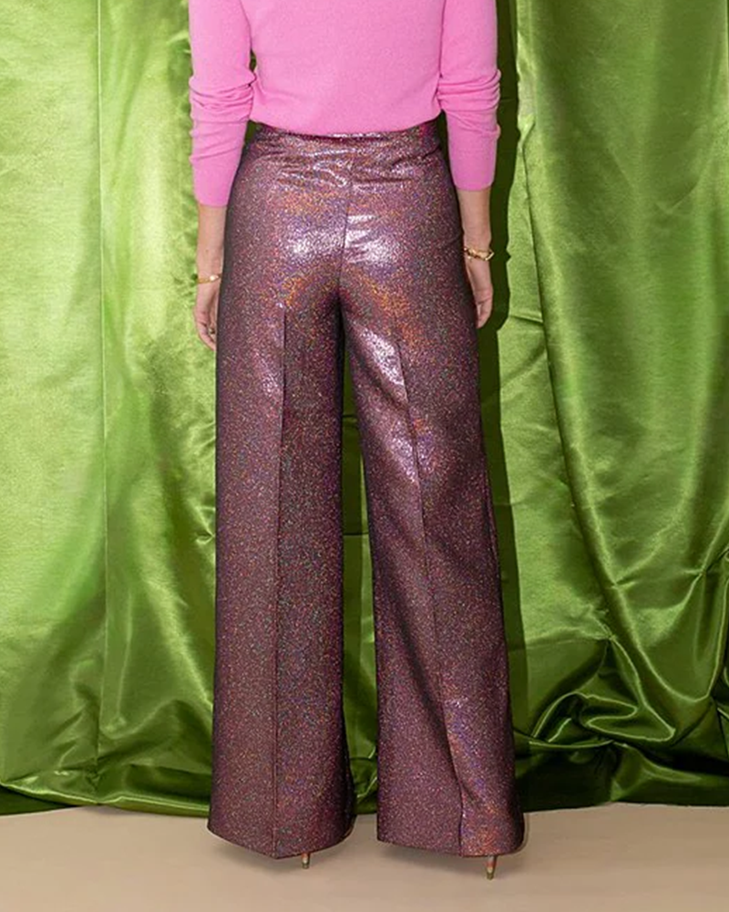 MetaGlow High-Waist Sequin Pants