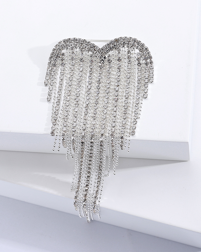 Rhinestone Heart Brooch