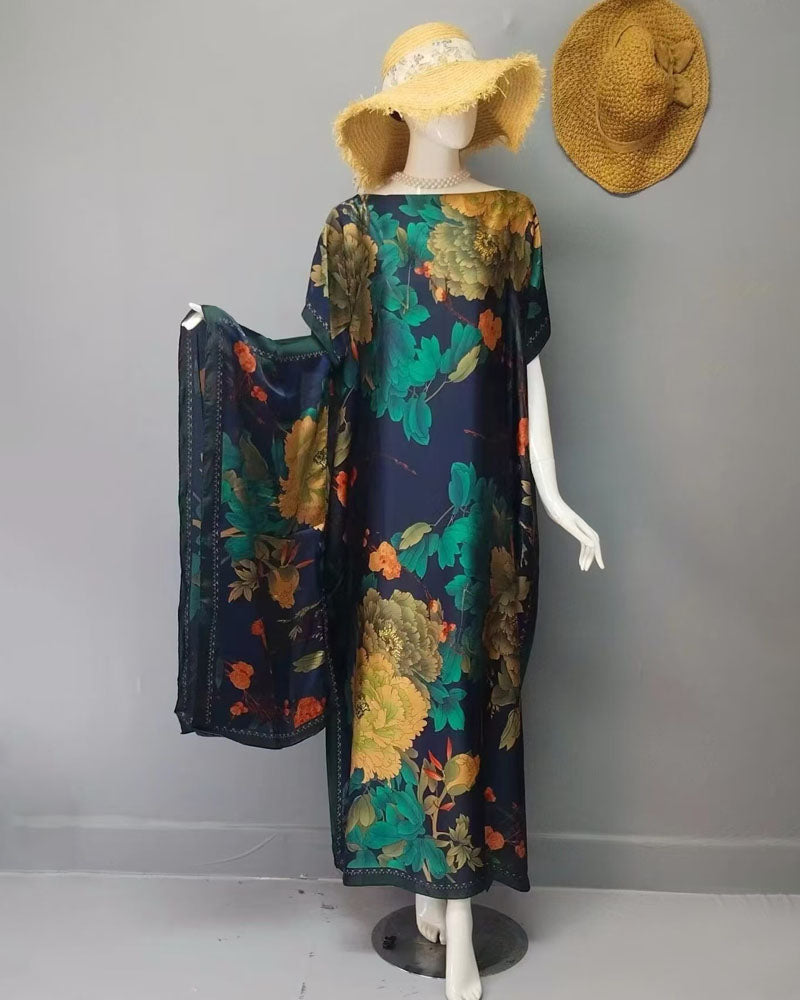 2 piece Satin Printed Dress