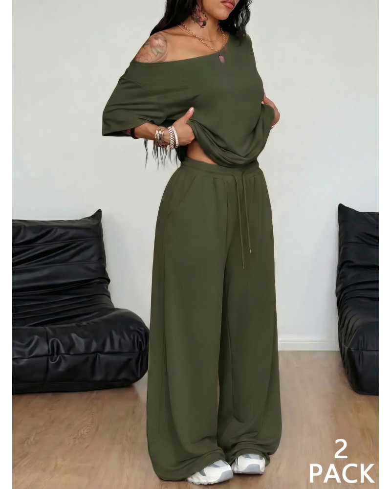 Chill Status Off Shoulder Pant Set