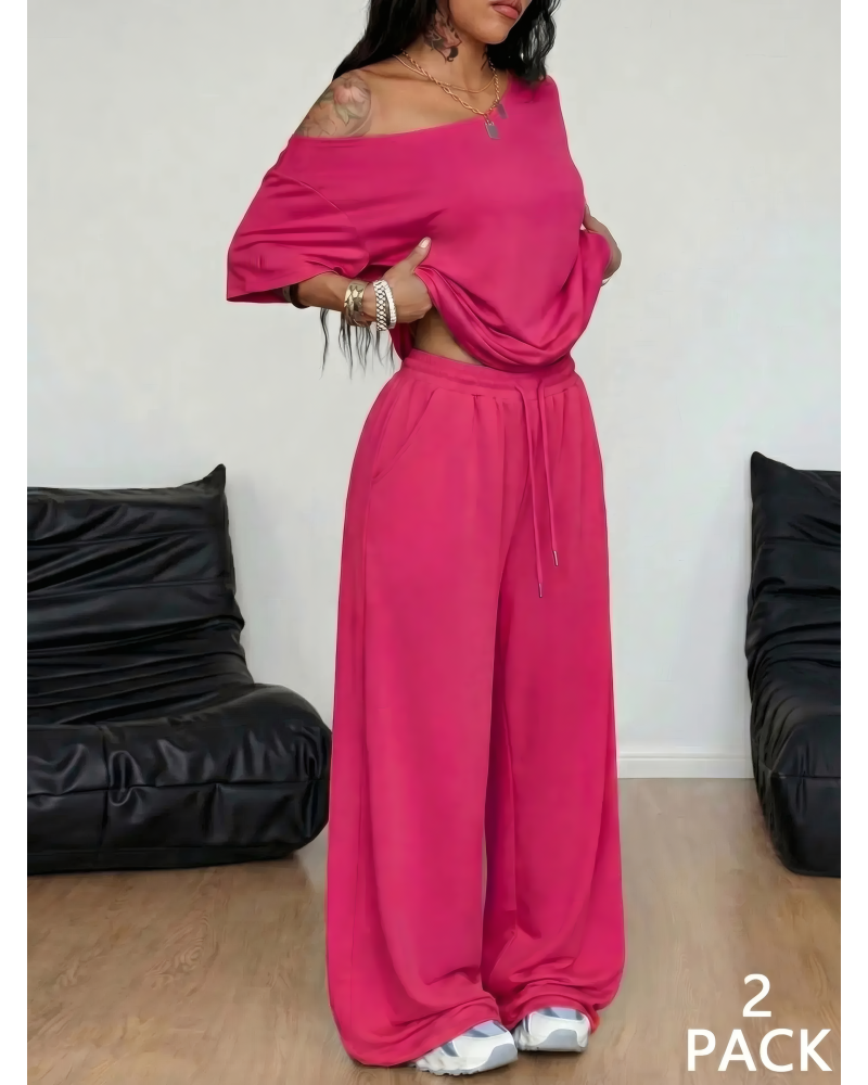 Chill Status Off Shoulder Pant Set