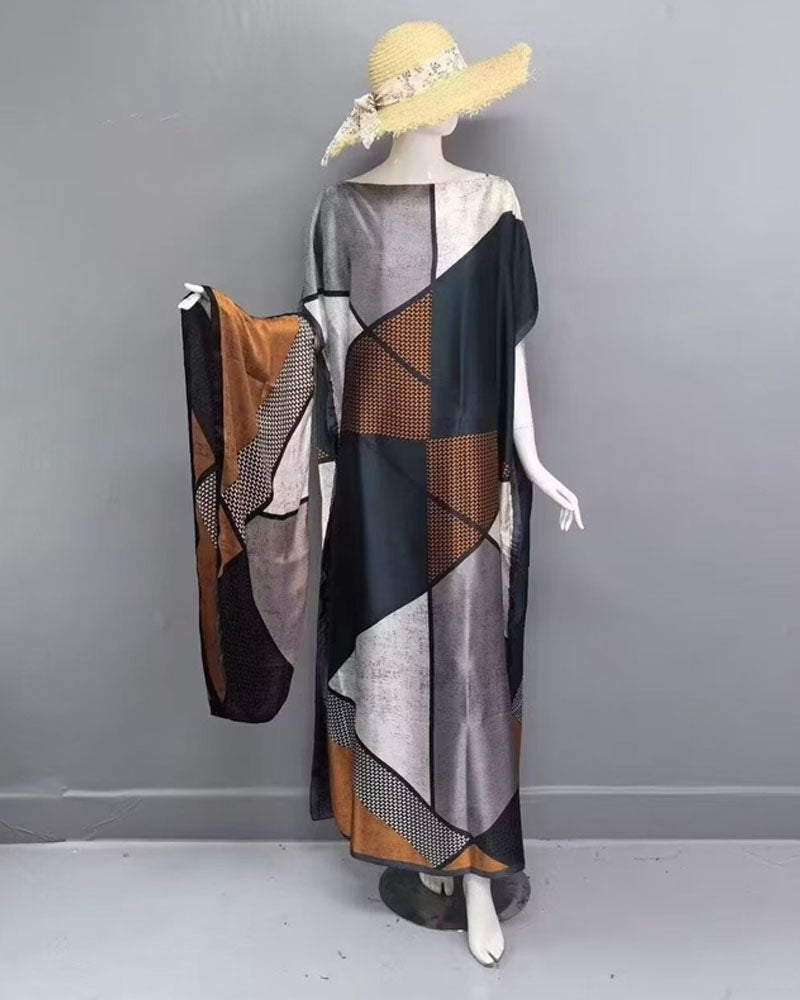 2 piece Satin Printed Dress