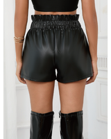 Faux Leather Paper Bag Shorts