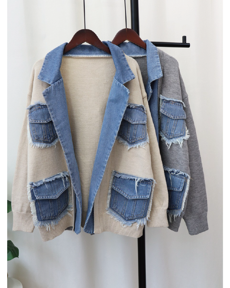 Denim Patchwork Cardigan