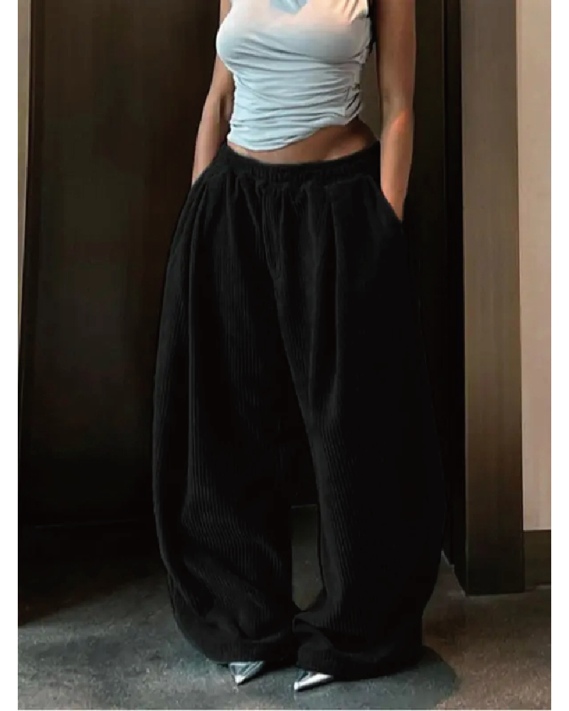 Corduroy Streetwear Wide Leg Pants