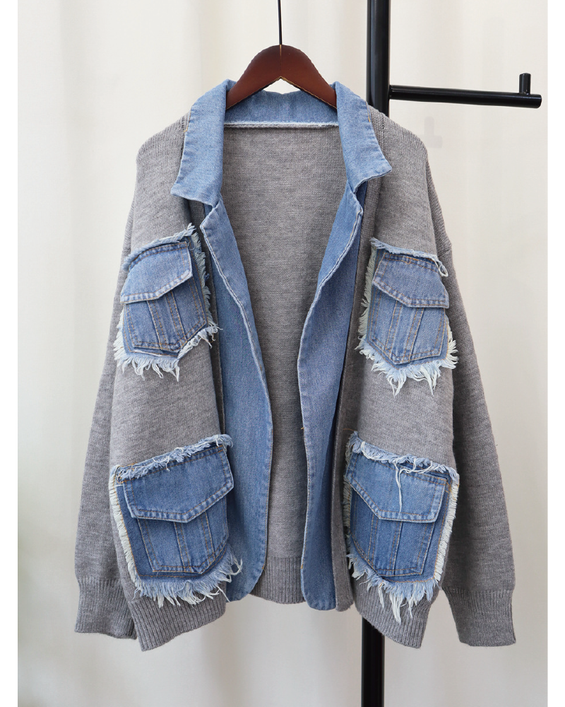 Denim Patchwork Cardigan