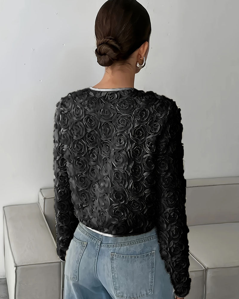 3D Floral Charm Cardigan