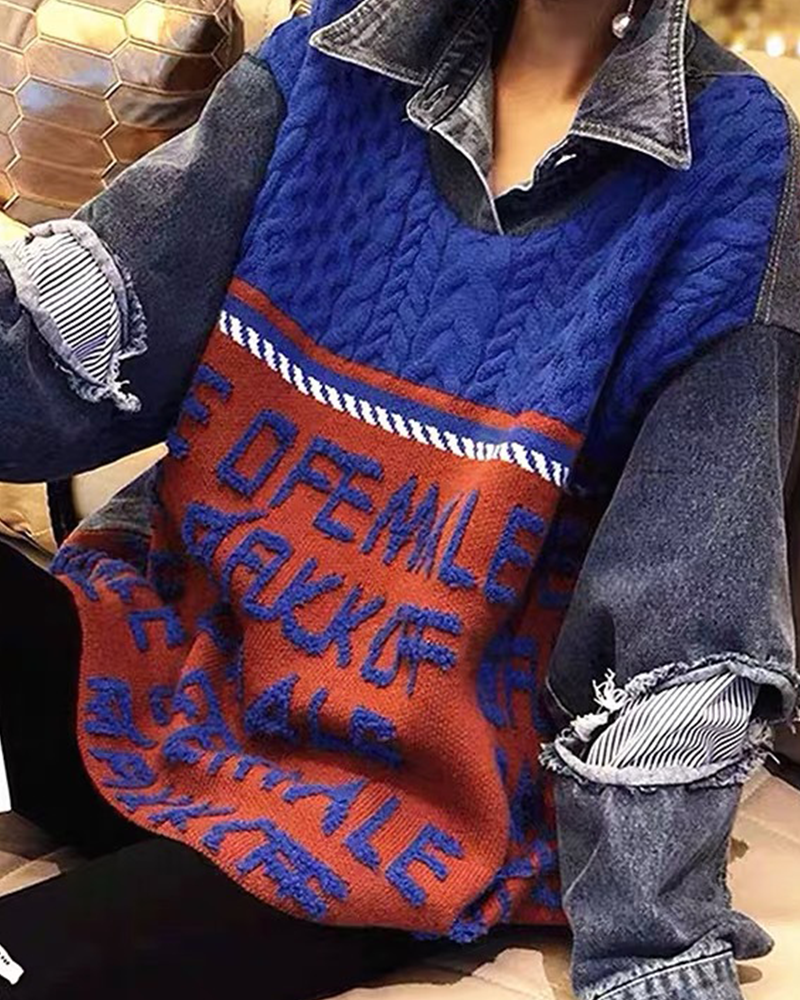 Colorful Sweater with Denim