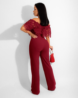 Off Shoulder High Waist Jumpsuit