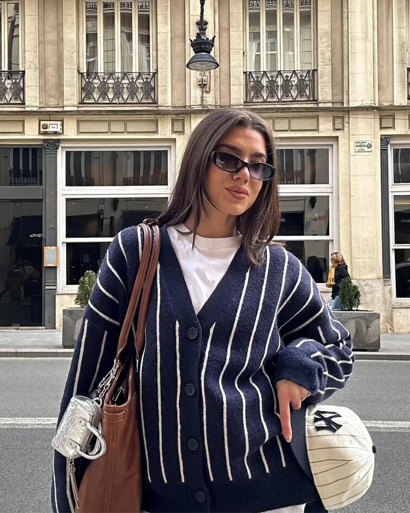 Classic Stripe Knit Cardigan