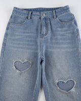 Rhinestones heart key-hole jeans