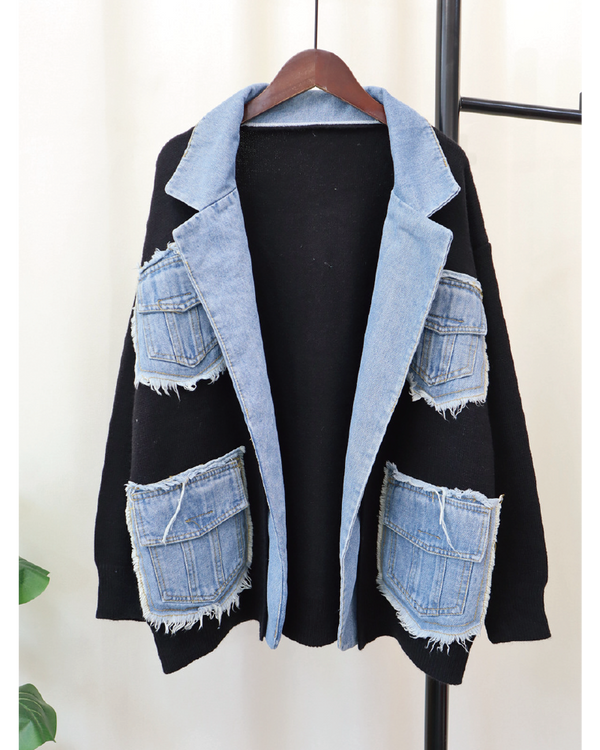 Denim Patchwork Cardigan