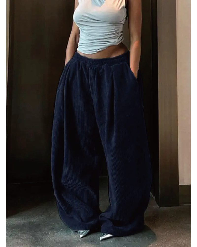 Corduroy Streetwear Wide Leg Pants