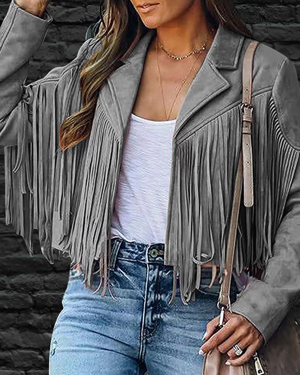 Faux Suede Fringe Jacket