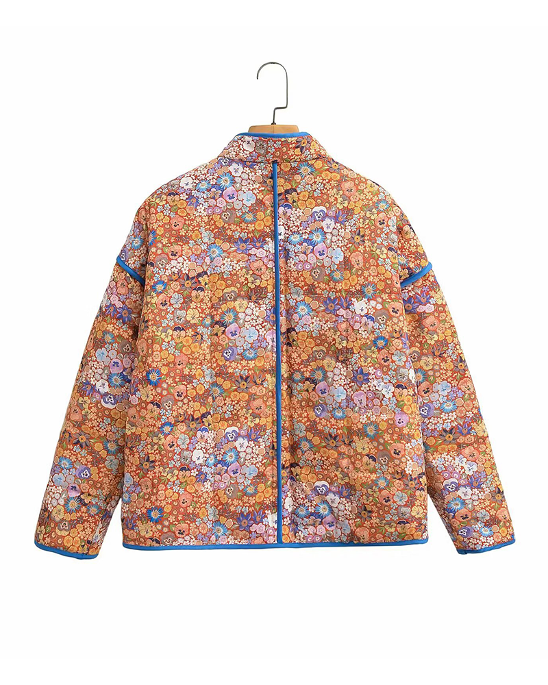 Stylish Floral Puffy Coat