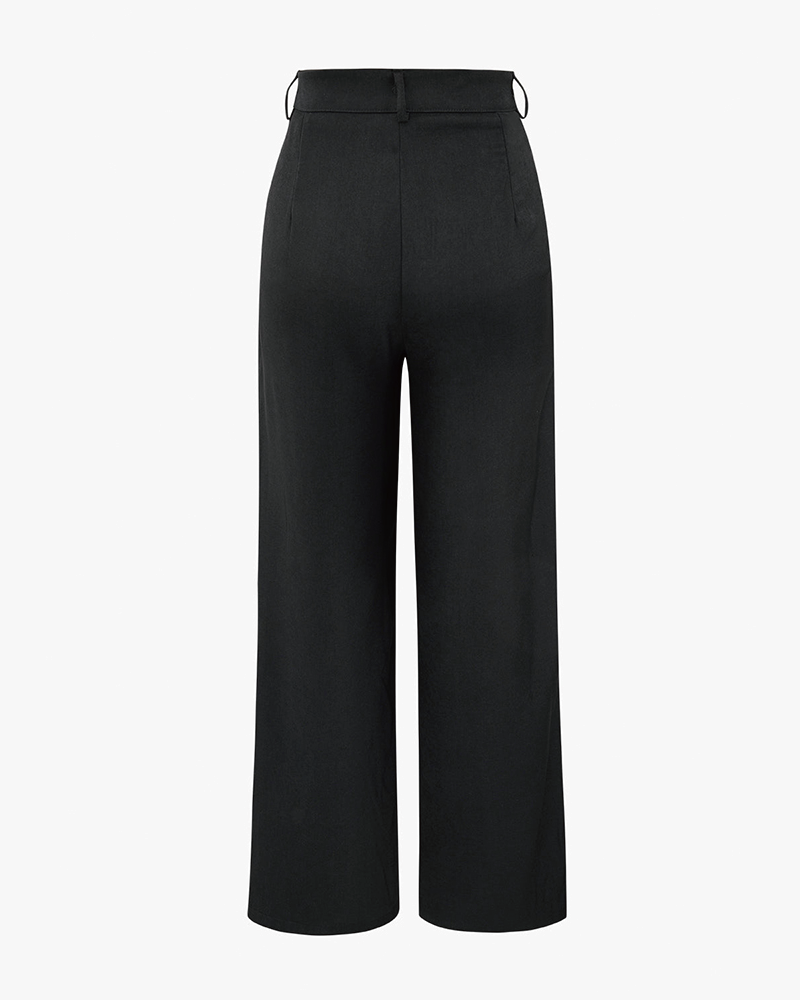 Draped Wrap Straight Leg Suit Pants