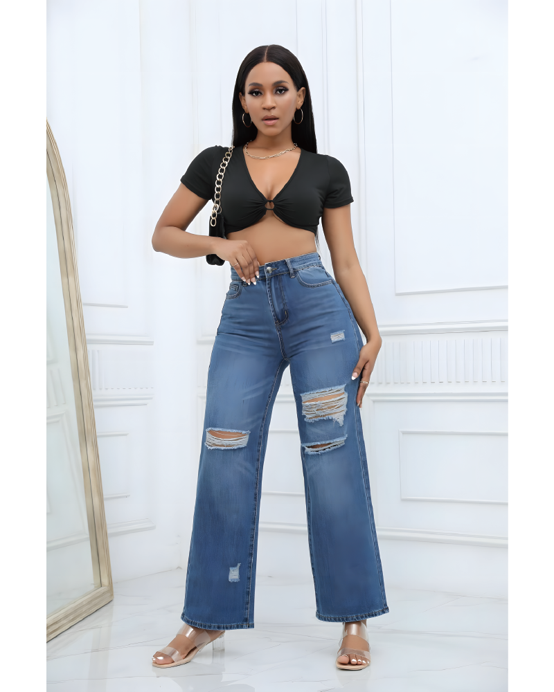 Jorjana Ripped Straight Leg Jeans