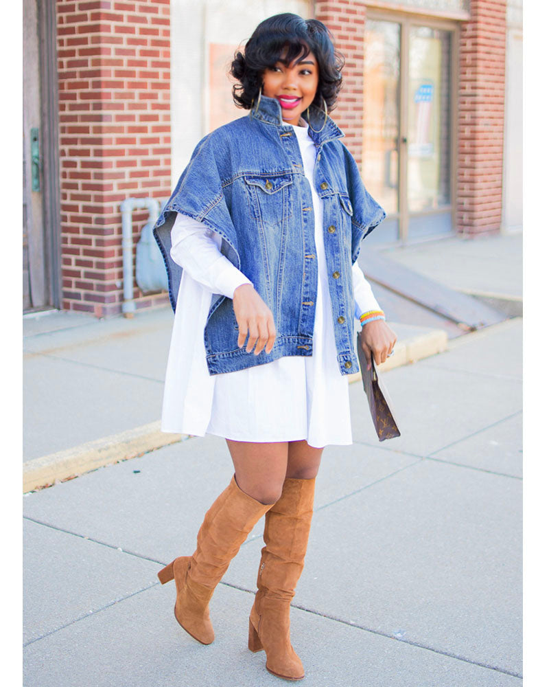 Transformer Denim Cape Jacket