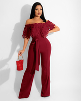 Off Shoulder High Waist Jumpsuit