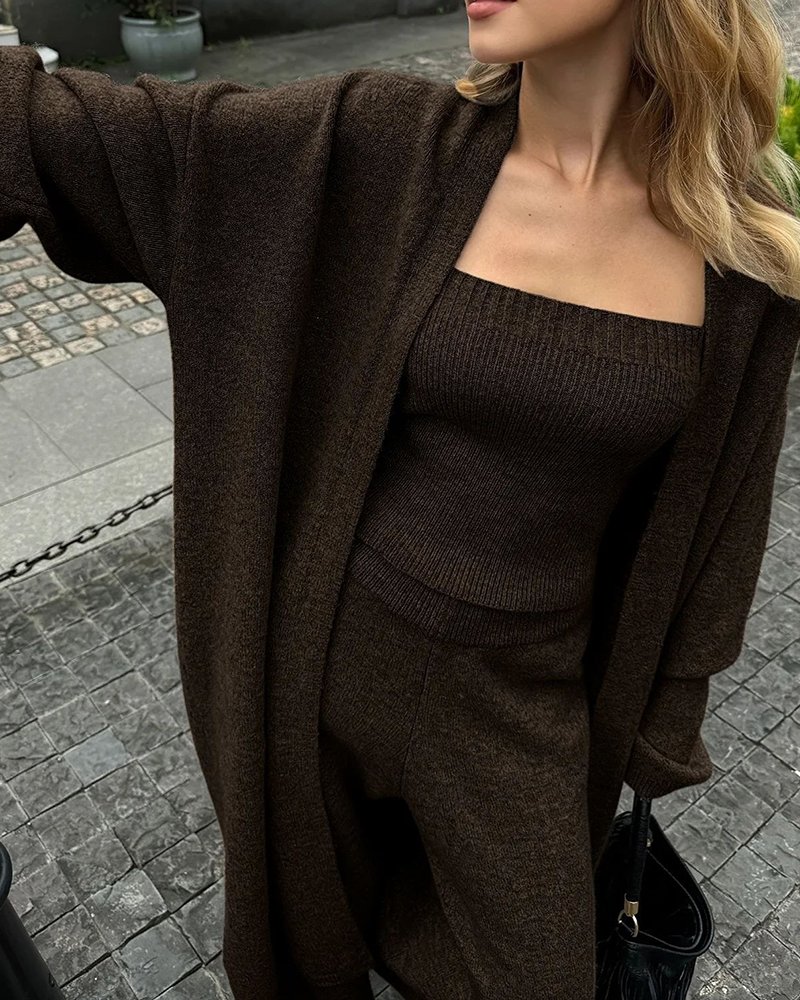 The Elegant Knit 3 Piece Cardigan Lounge Set