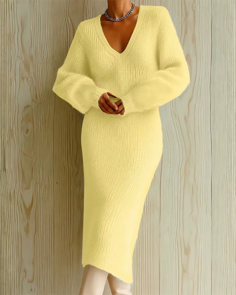 Cozy Season Puff Sweater Dress