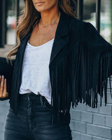 Faux Suede Fringe Jacket