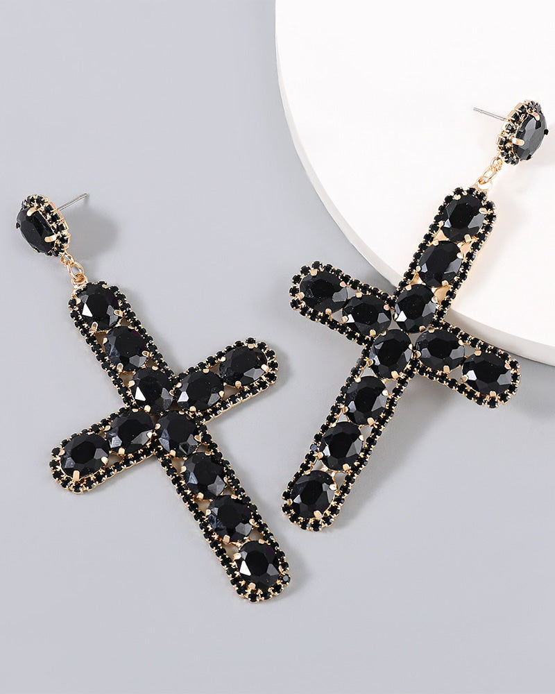 Crystal Cross Earrings