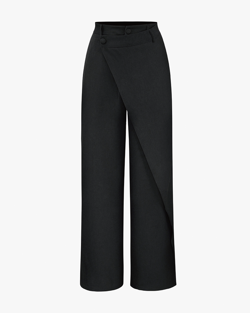 Draped Wrap Straight Leg Suit Pants