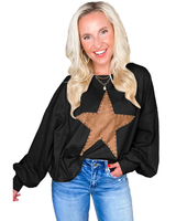 Multi Vintage Washed Star Patch With Stud Knit Top