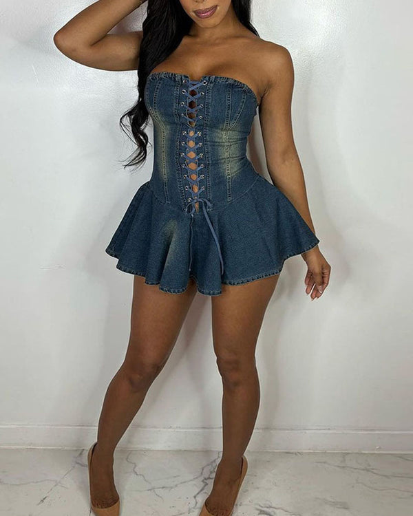 Sweet Denim Corset Mini Dress