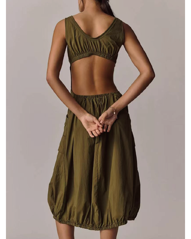 Bubble-hem Midi Dress
