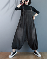 Denim Buttoned Overalls Dress Jumpsuit