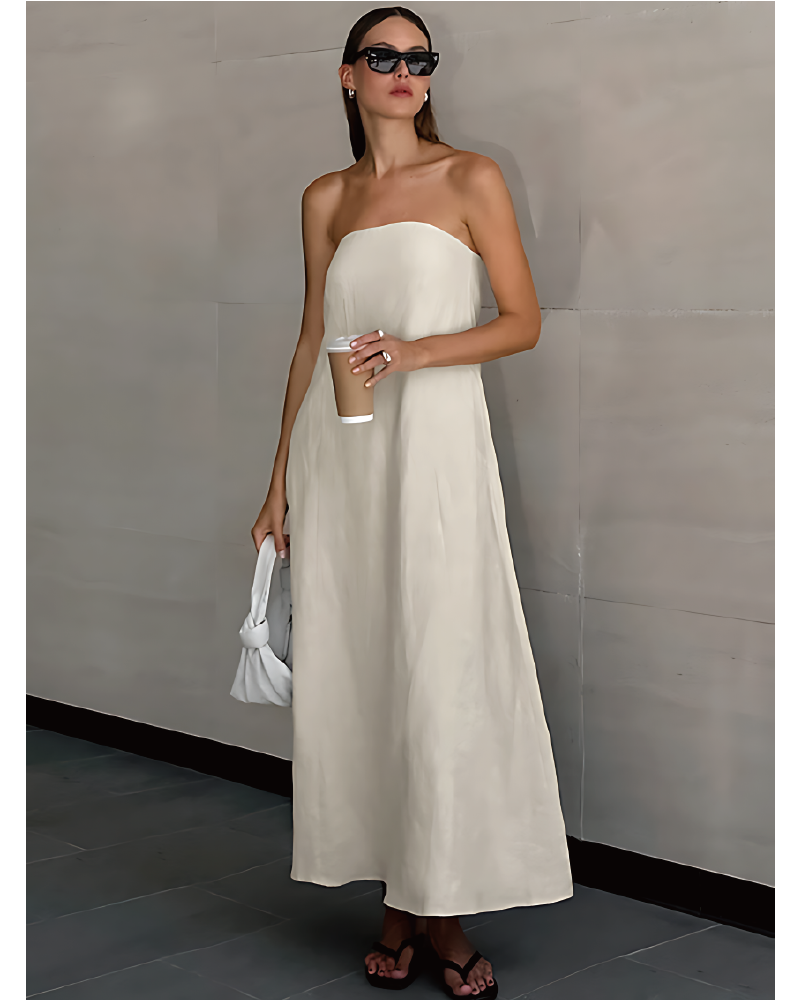 Sunbathing In Miami Linen Dress