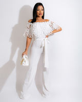 Off Shoulder High Waist Jumpsuit