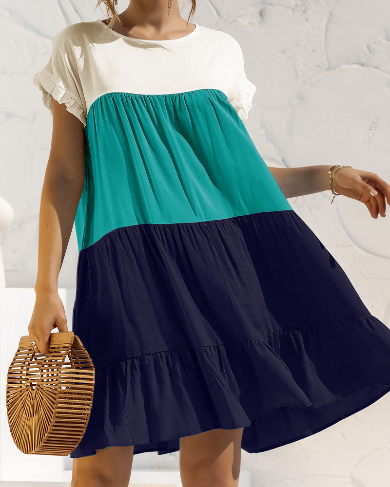 Tricolor Babydoll Dress